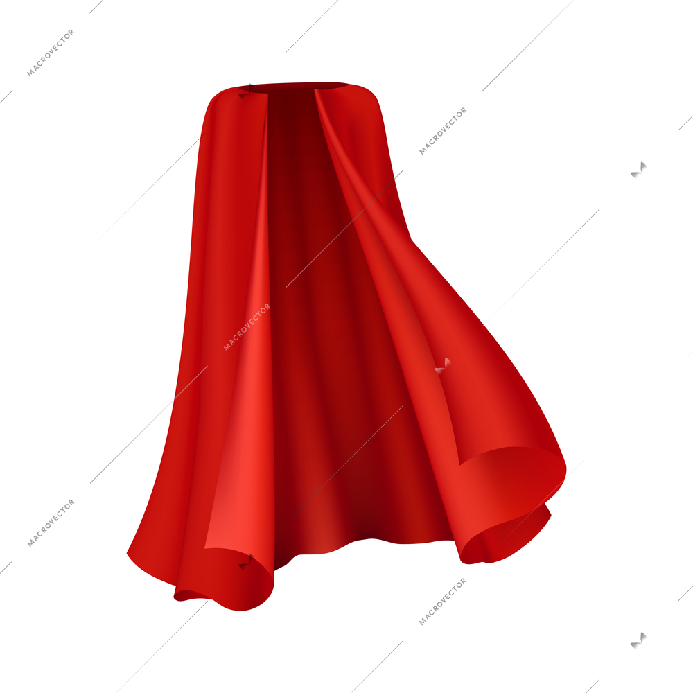 Red cloak realistic composition with isolated image of royal gown on blank background vector illustration