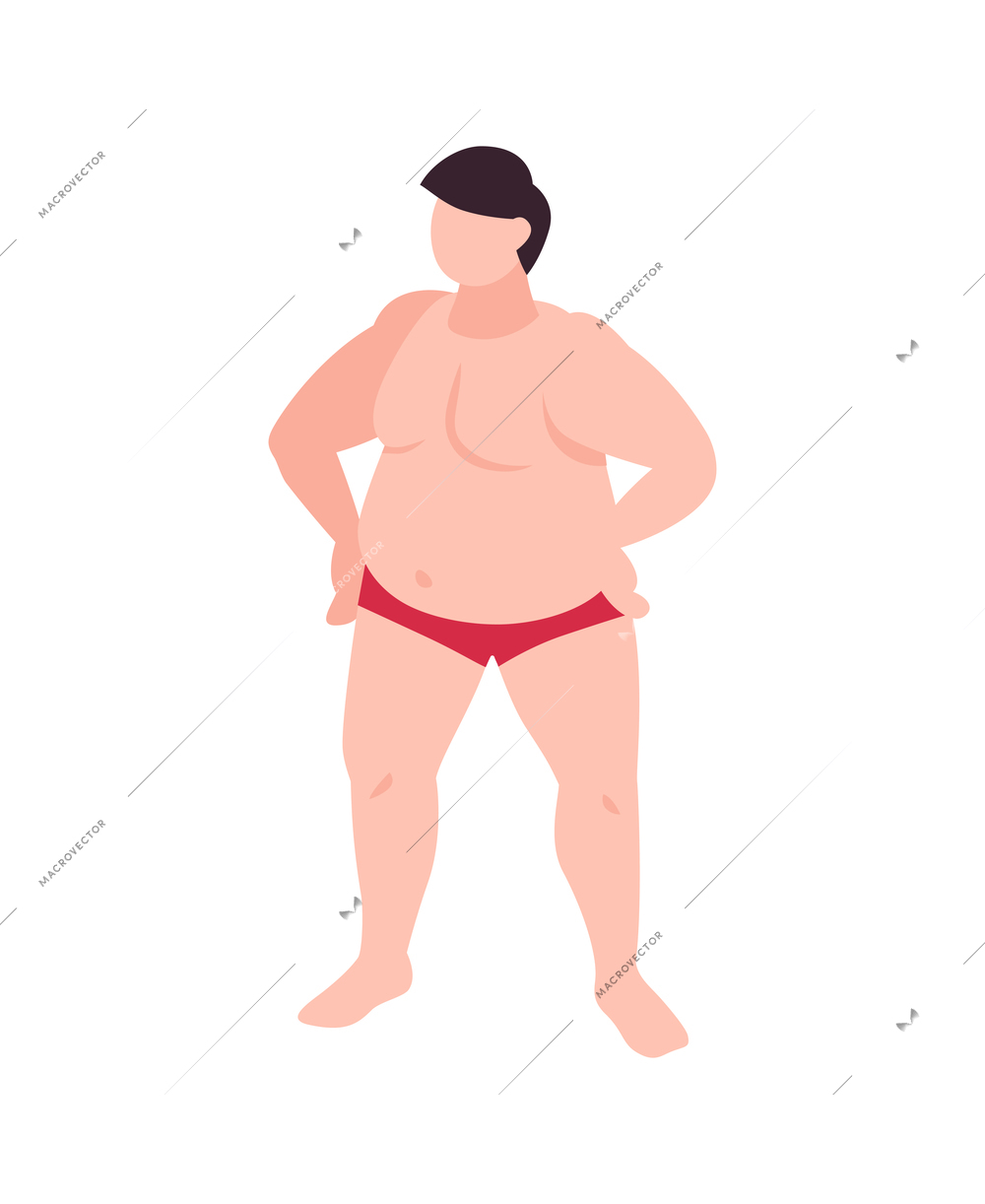 Body positive composition with isolated character of plus size man vector illustration