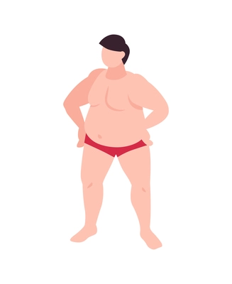 Body positive composition with isolated character of plus size man vector illustration