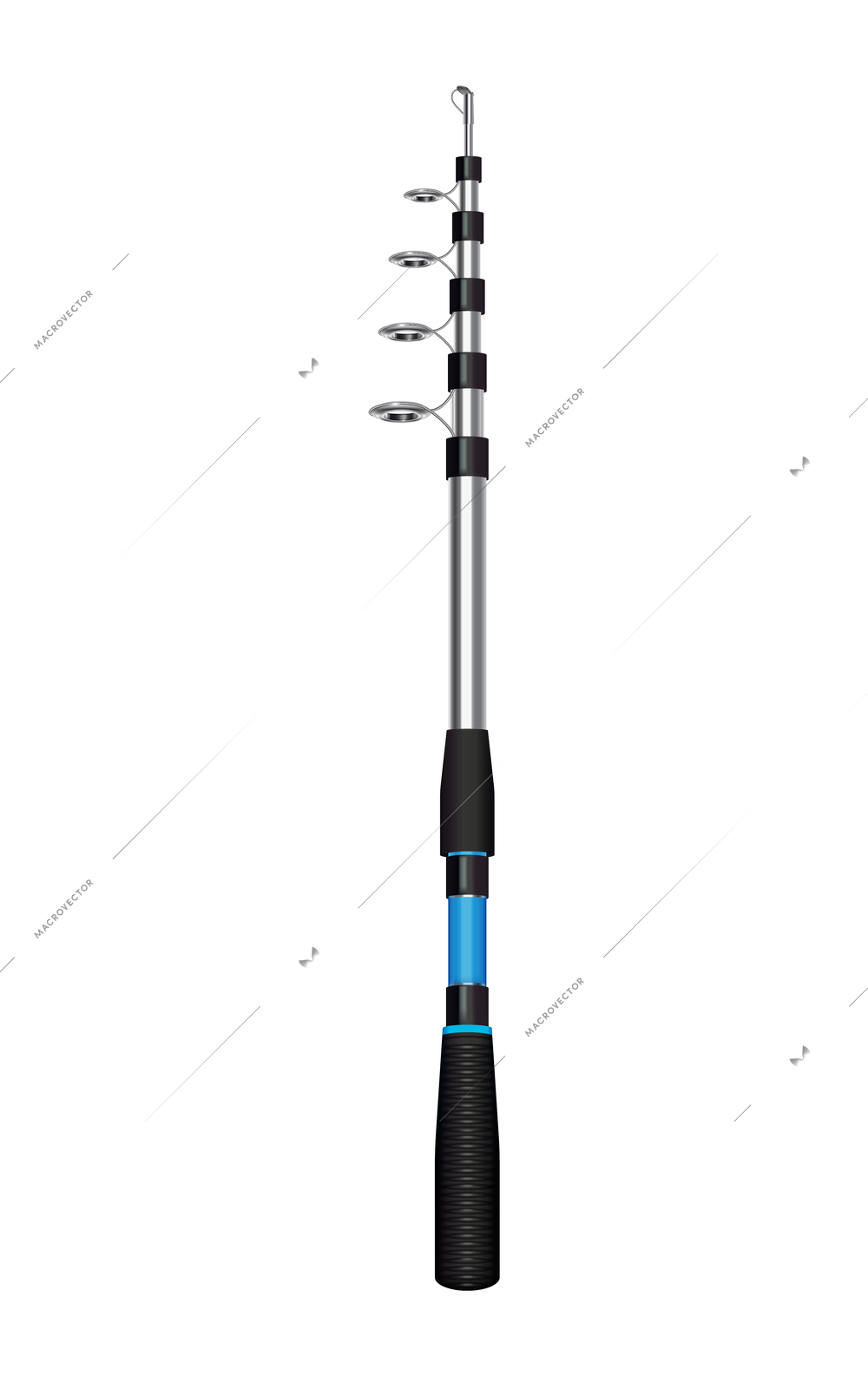 Fishing equipment realistic composition with isolated image of folding fish tackle vector illustration