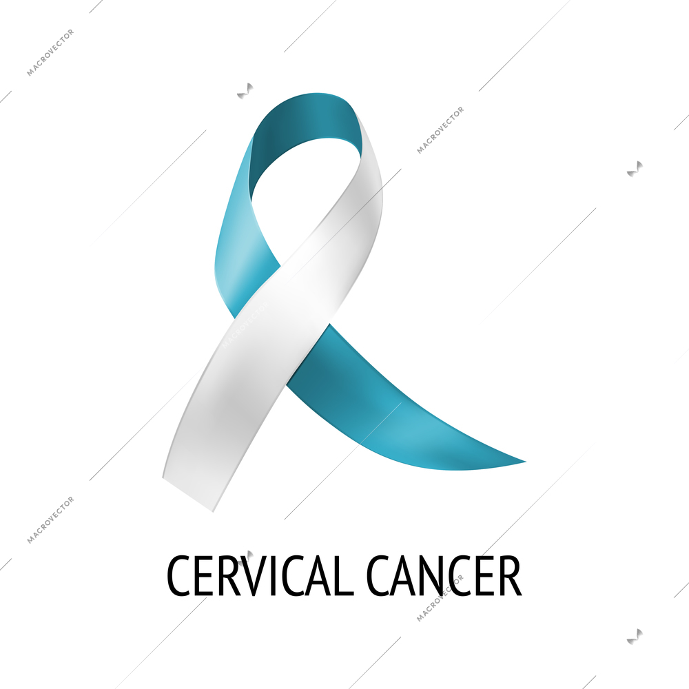 Realistic ribbon cancer symbol composition with isolated image of colorful ribbon with text on blank background vector illustration