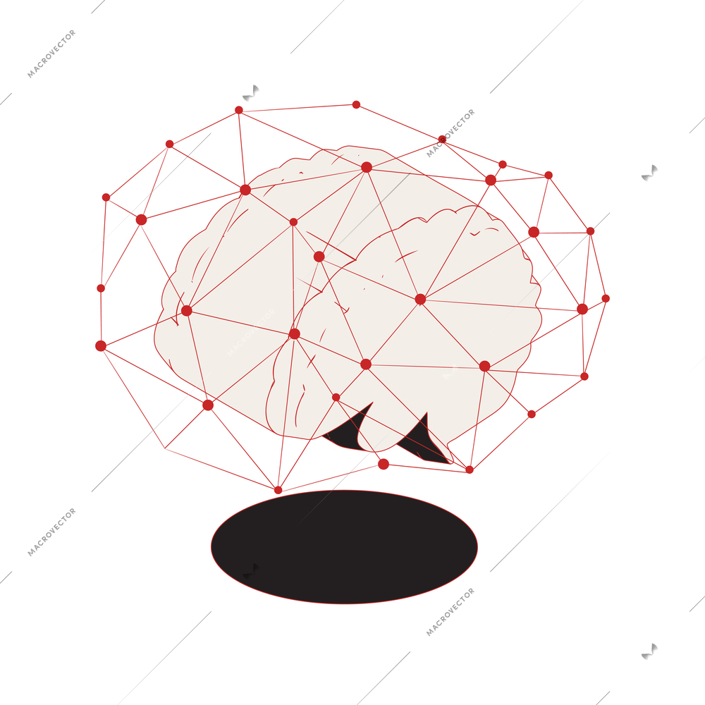 Cyber security concept icon with 3d human brain vector illustration