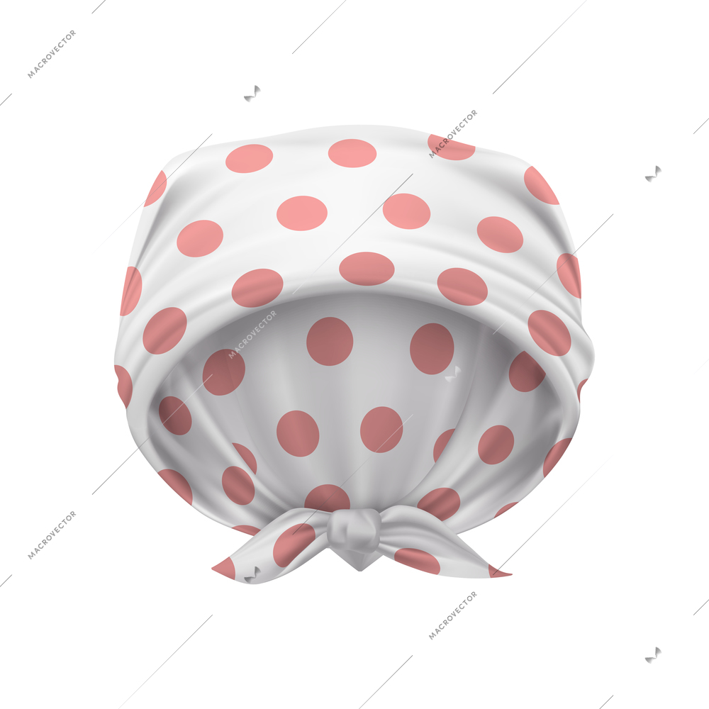 Polka dot head kerchief on white background realistic vector illustration