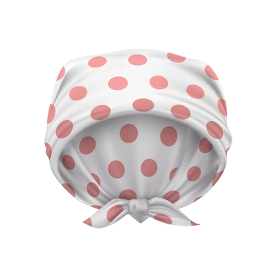 Polka dot head kerchief on white background realistic vector illustration