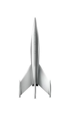 Realistic rocket model on white background vector illustration