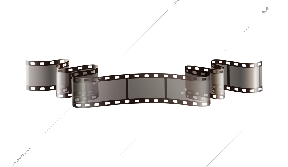 Realistic twisted film strip on white background vector illustration