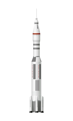 Modern space rocket on white background realistic vector illustration