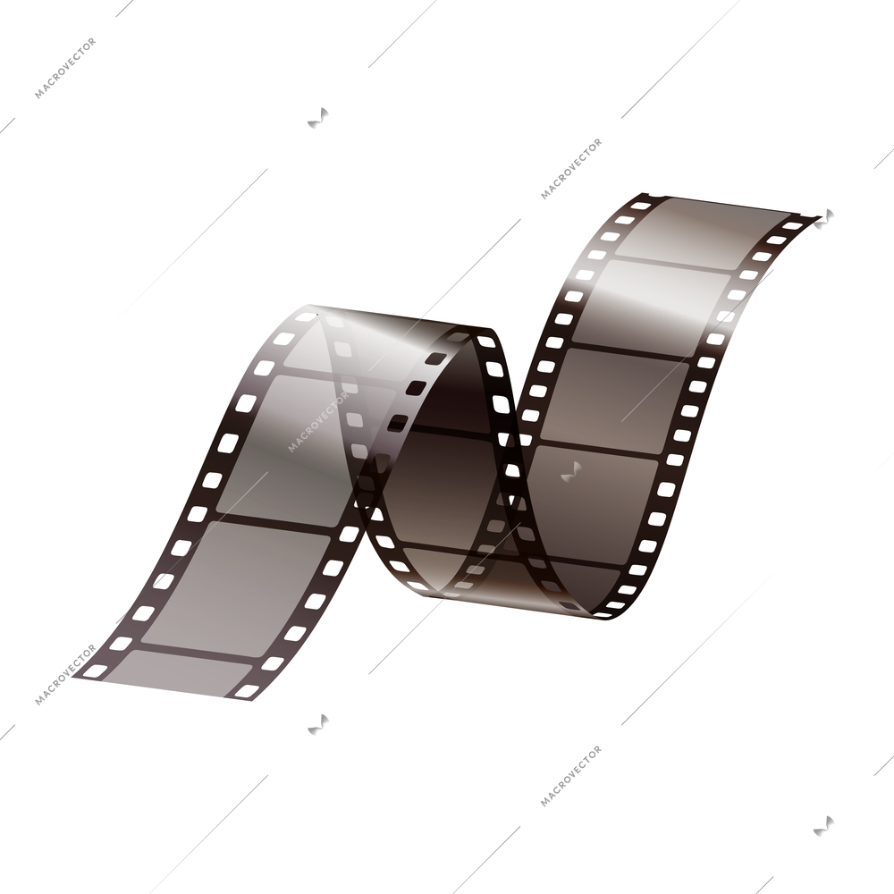 Realistic icon with twisted piece of film strip vector illustration