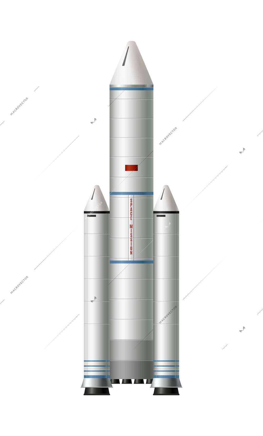 Realistic rocket launch vehicle on white background vector illustration