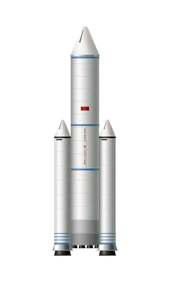 Realistic rocket launch vehicle on white background vector illustration