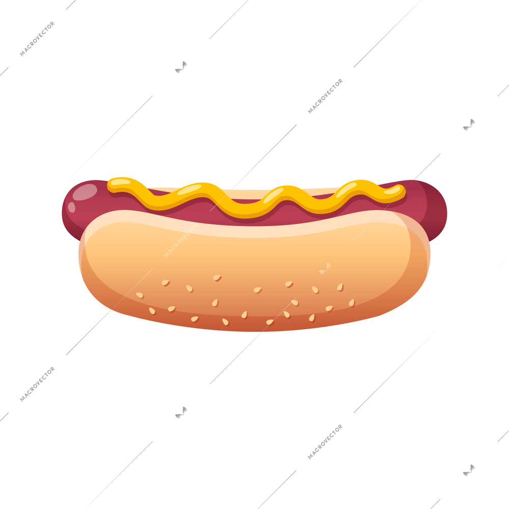 Hotdog with mustard cartoon icon on white background vector illustration