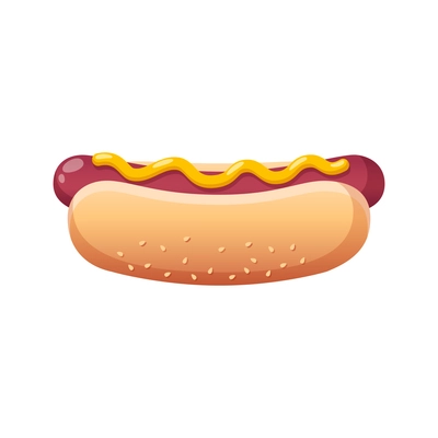Hotdog with mustard cartoon icon on white background vector illustration
