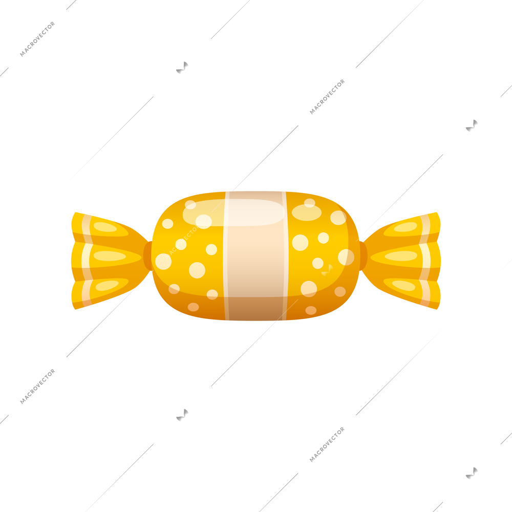 Cartoon icon with sweet in yellow wrapper on white background vector illustration