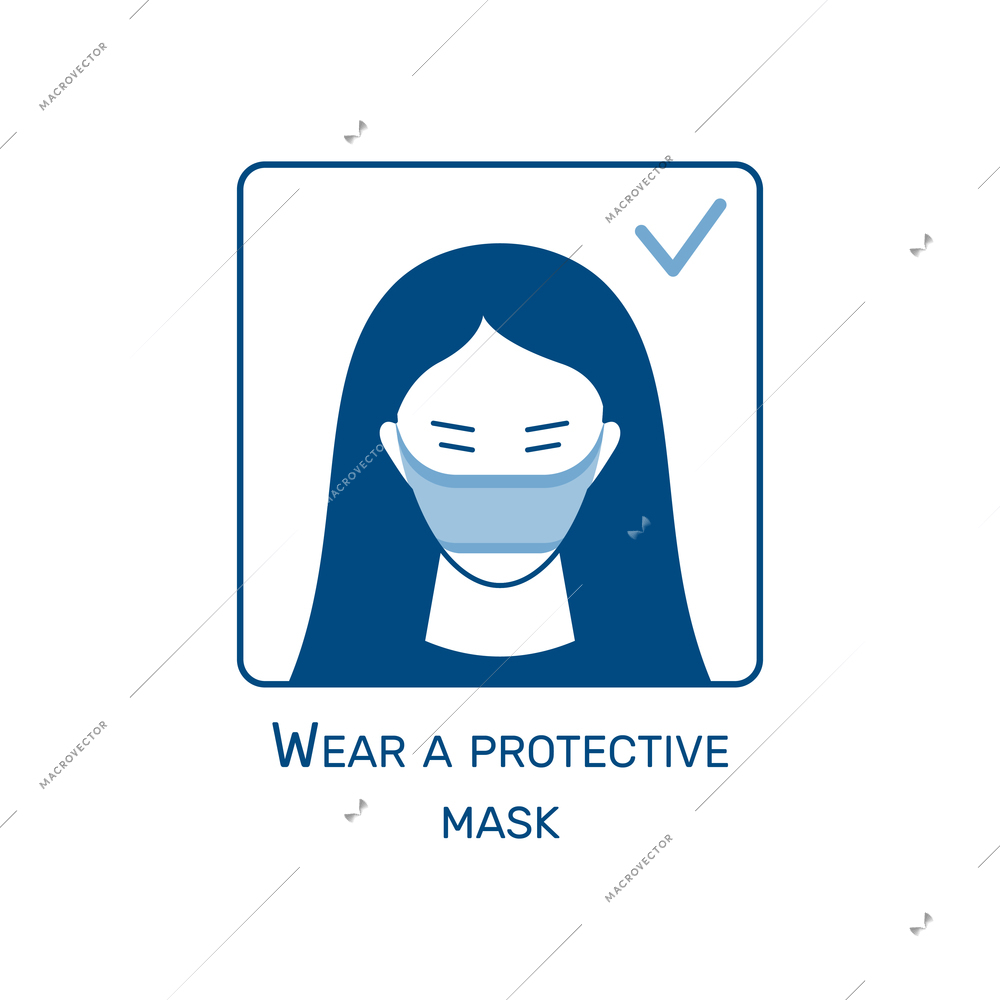 Coronavirus icon with medical protective mask symbol flat vector illustration