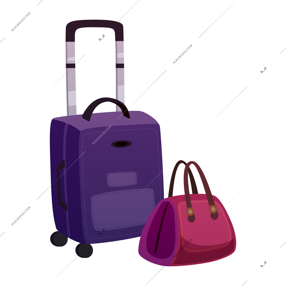 Lugagge flat icon with travel suitcase and bag vector illustration