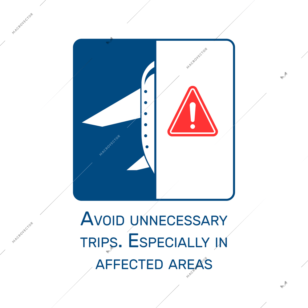 Coronavirus flat guide icon with avoid unnecessary trips warning vector illustration