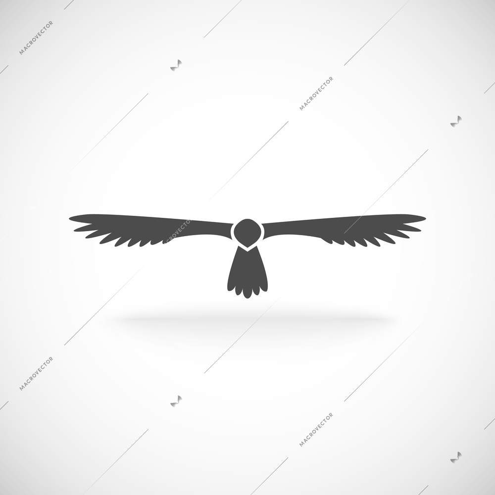 Eagle soaring aloft spread wings symbol of spirit power and strength tattoo icon black abstract vector illustration