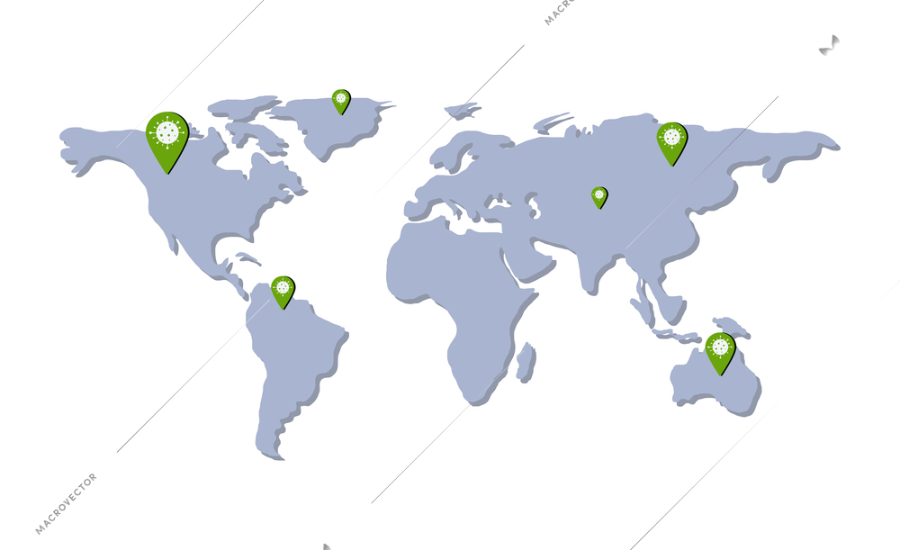 Coronavirus map with confirmed cases worldwide flat vector illustration