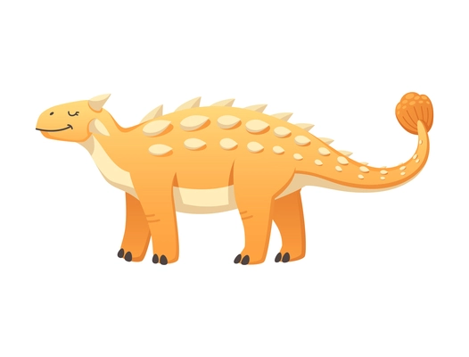 Cartoon icon with huge orange dinosaur vector illustration