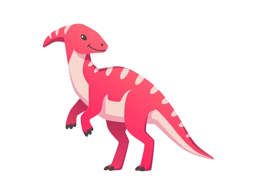 Cute pink dinosaur with stripes cartoon icon vector illustration