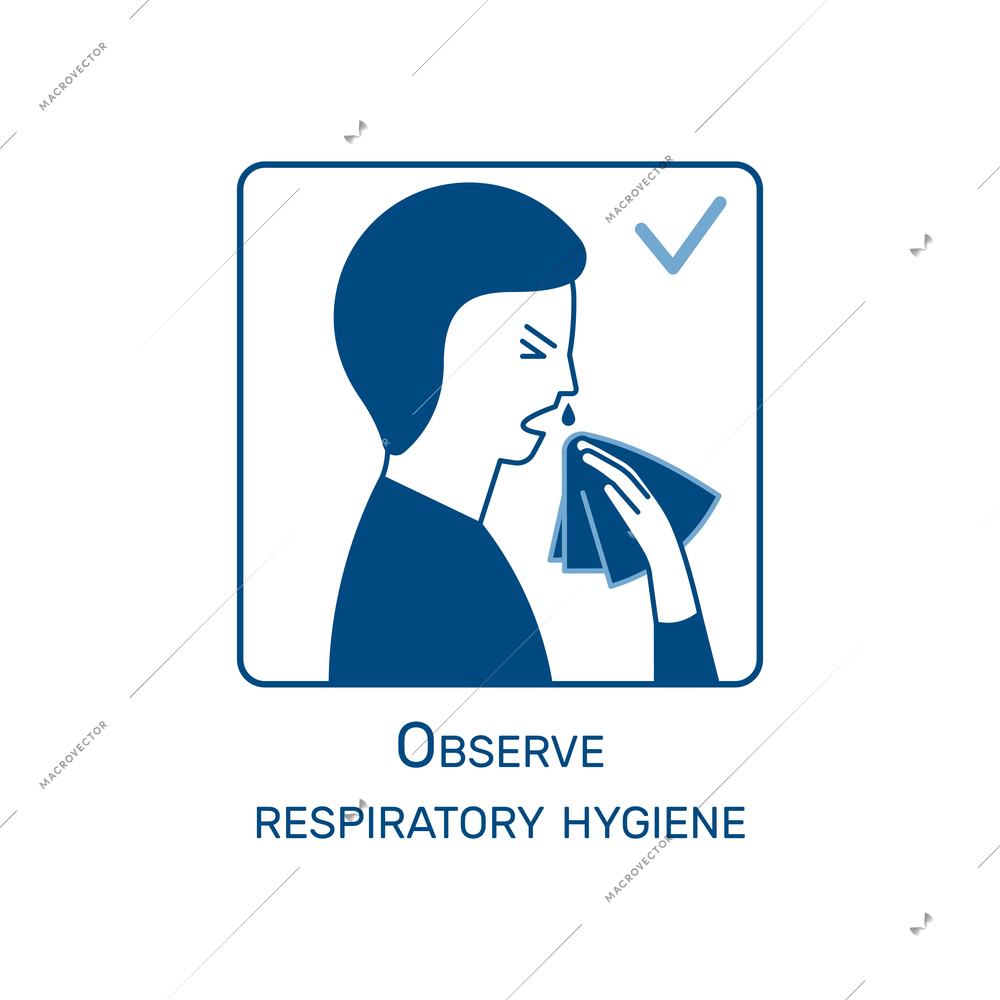 Coronavirus instruction flat design icon with respiratory hygiene vector illustration