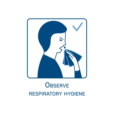 Coronavirus instruction flat design icon with respiratory hygiene vector illustration