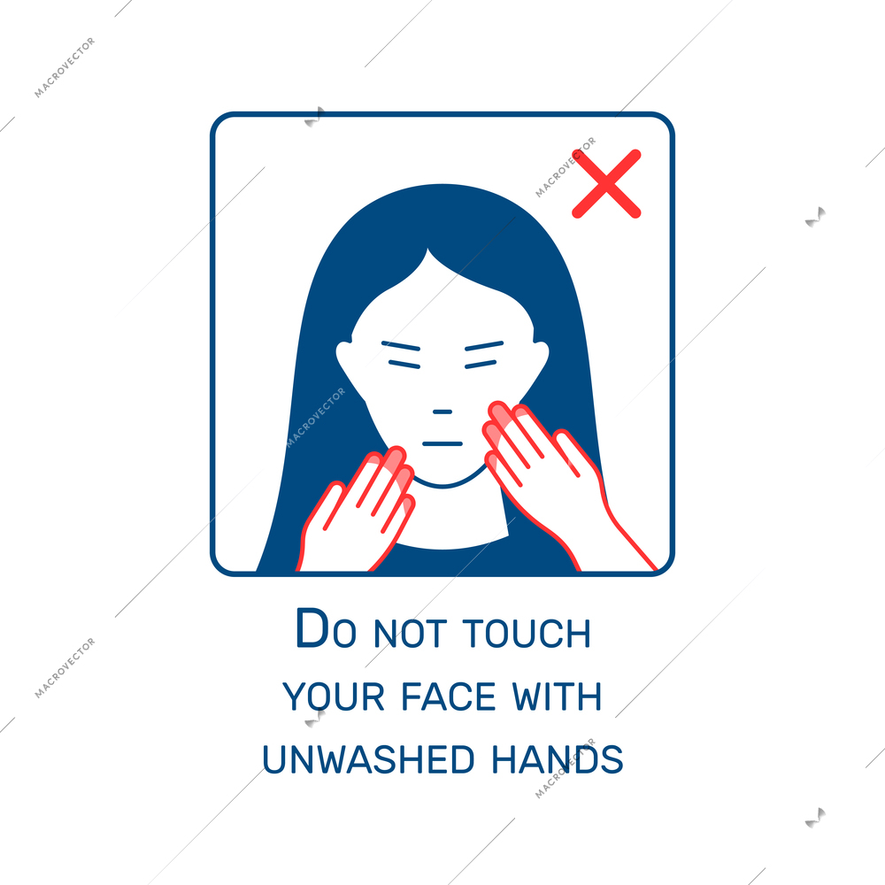Flat coronavirus guide icon with unwashed hands symbol vector illustration