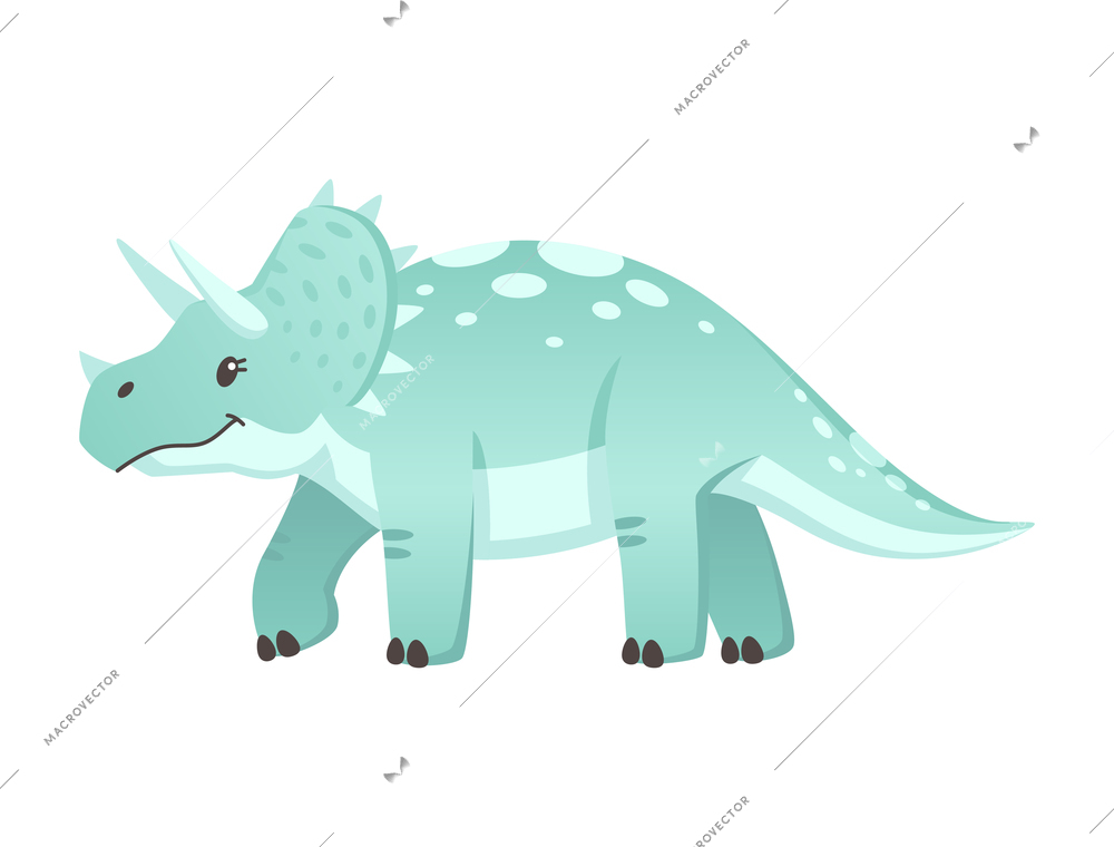 Cute triceratops on white background cartoon vector illustration