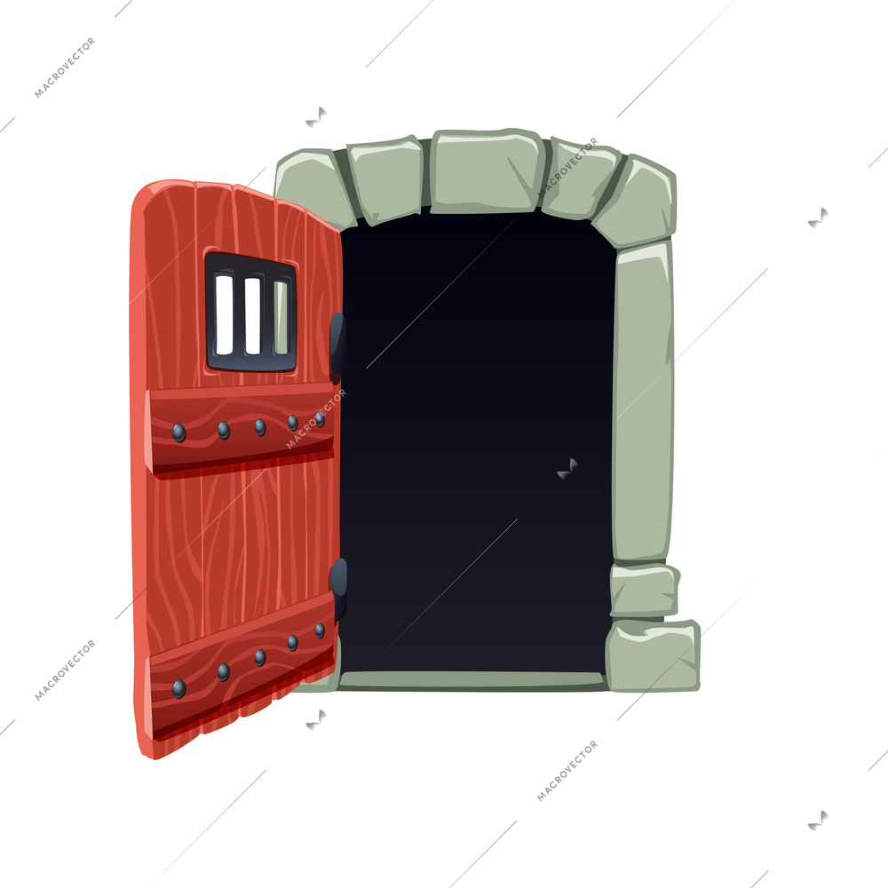 Cartoon icon of open door to dark cell vector illustration