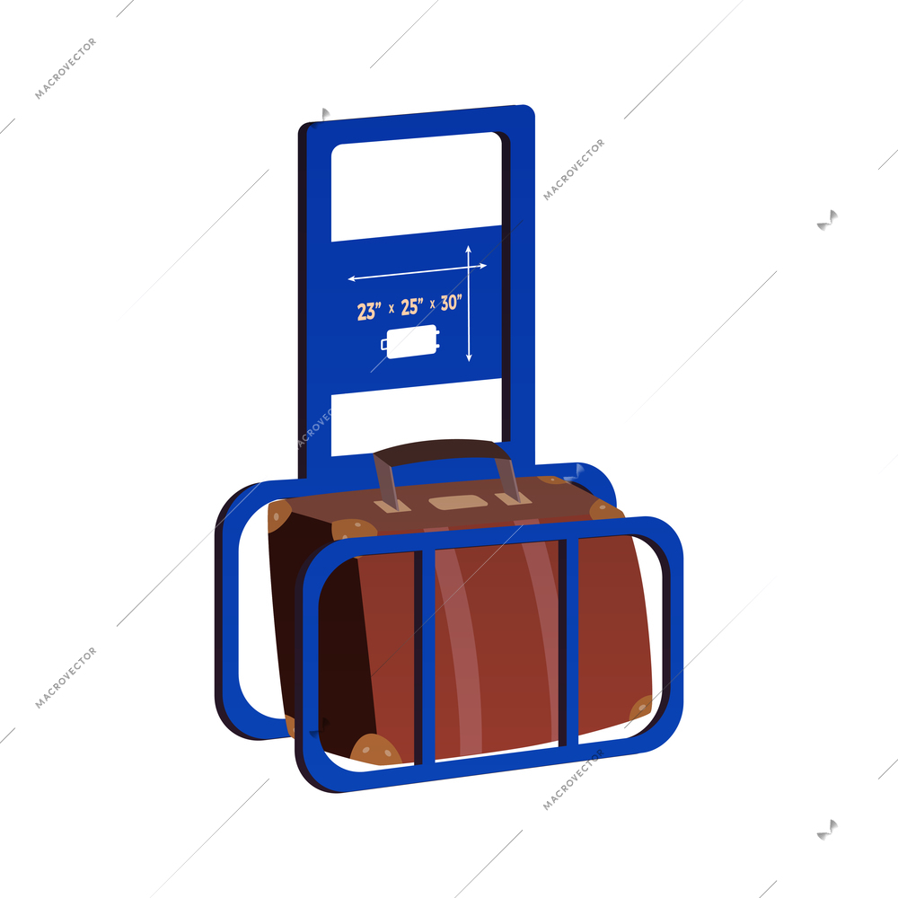 Flat icon with airport metal cage for checking dimensions of luggage vector illustration