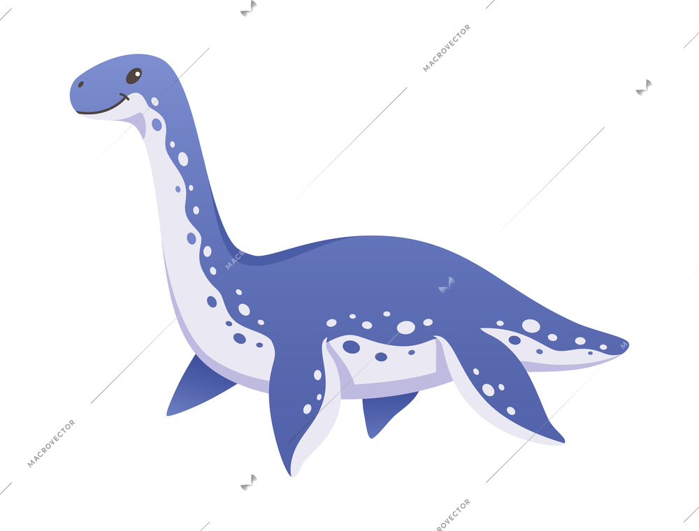 Cartoon icon with cute aquatic dinosaur on white background vector illustration