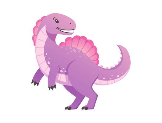 Cute funny violet dinosaur on white background cartoon vector illustration