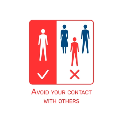 Coronavirus flat icon with avoid contacts warning vector illustration