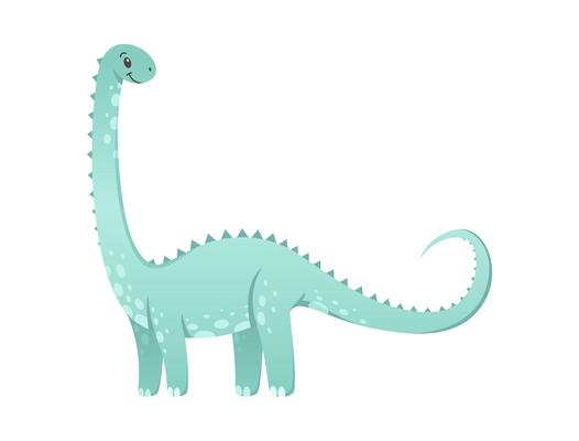 Cute kind dinosaur with long neck on white background cartoon vector illustration