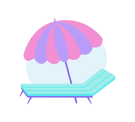 Flat icon with umbrella and lounge on beach vector illustration