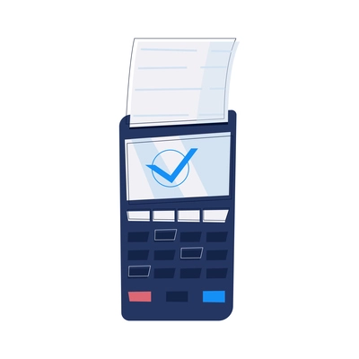 Modern pos terminal and paper receipt flat vector illustration