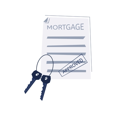 Approved mortgage loan application and house keys flat vector illustration