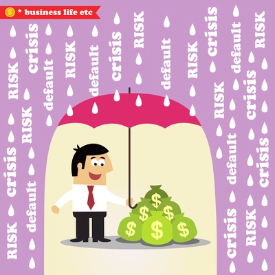 Business life. Money risk management, protection of investments or revenue vector illustration