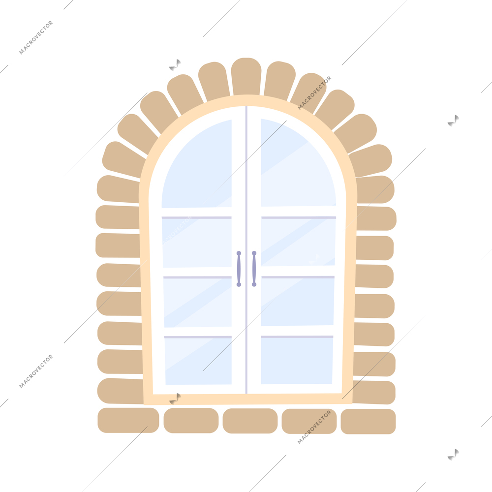 Arched two fold window flat icon vector illustration