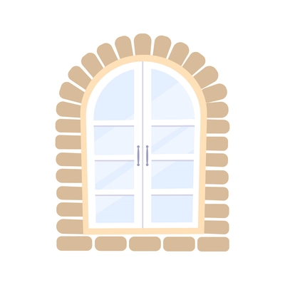 Arched two fold window flat icon vector illustration