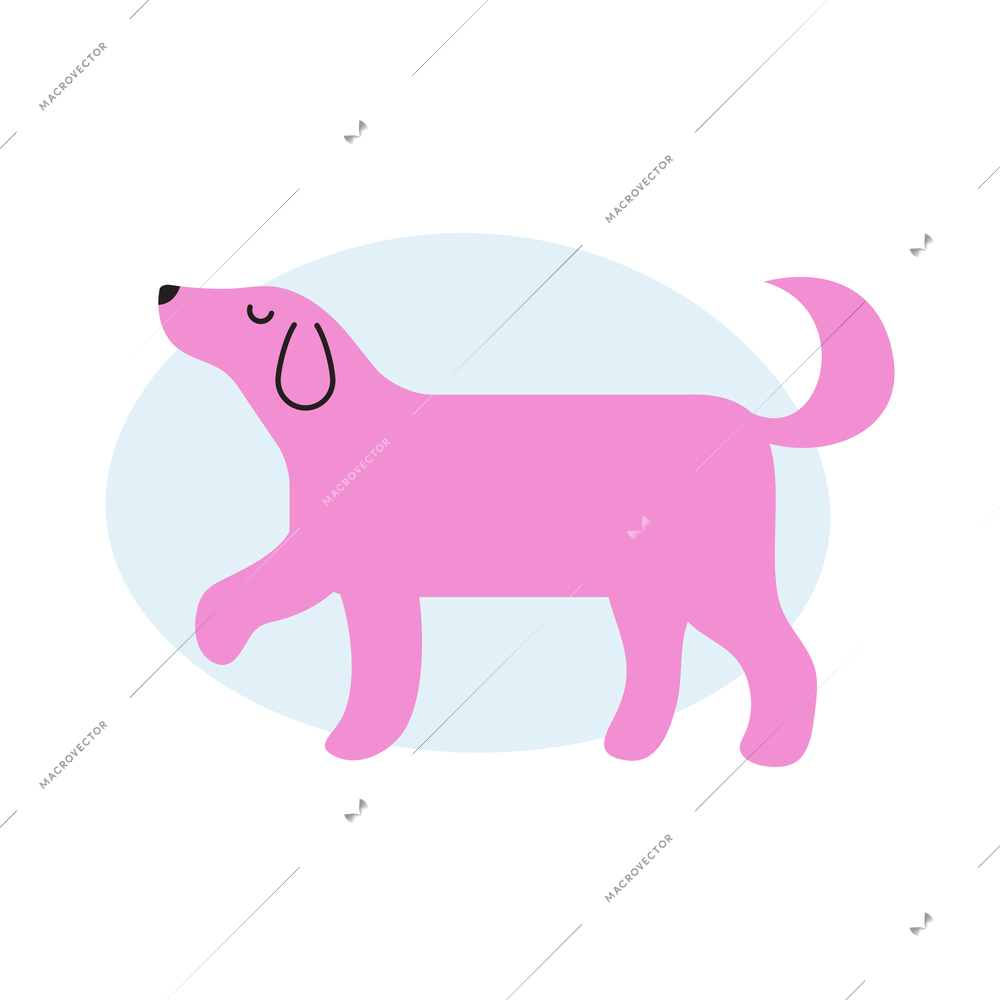 Cute pink dog flat icon vector illustration