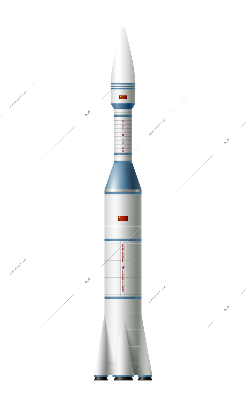 Realistic large space rocket on white background vector illustration