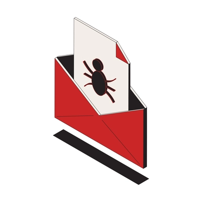 Cyber attack isometric icon with infected email vector illustration