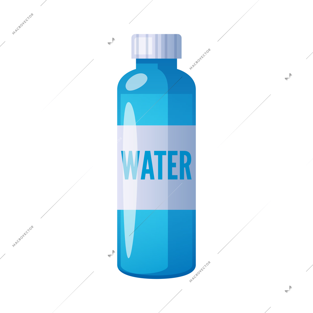 Cartoon blue bottle of water with cap icon on white background vector illustration