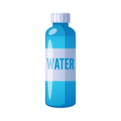 Cartoon blue bottle of water with cap icon on white background vector illustration