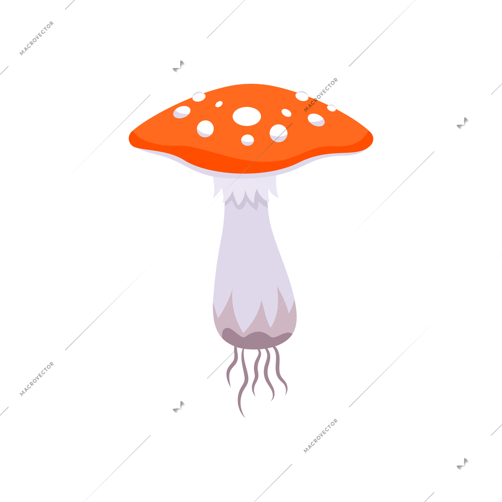 Flat icon with fly agaric mushroom vector illustration