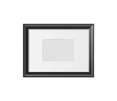 Rectangular black photo frame mockup on white background realistic vector illustration