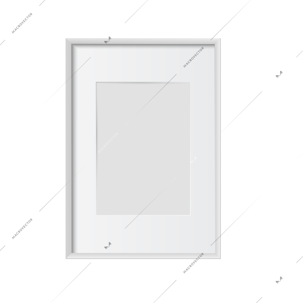 Realistic icon with white simple frame on wall vector illustration