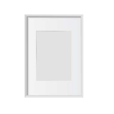 Realistic icon with white simple frame on wall vector illustration