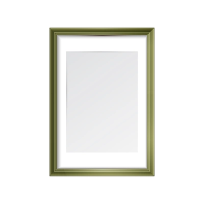 Green wooden wall frame on white background realistic vector illustration